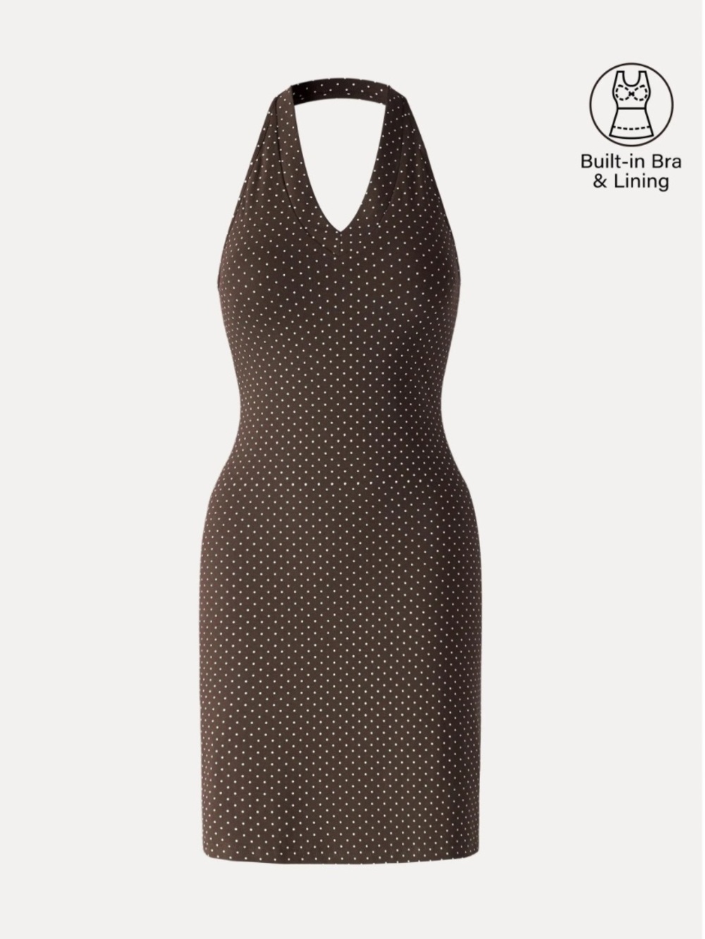 OGL cotton Brown Polka Dot Halter Bodycon Bra Mini Backless Dress size S